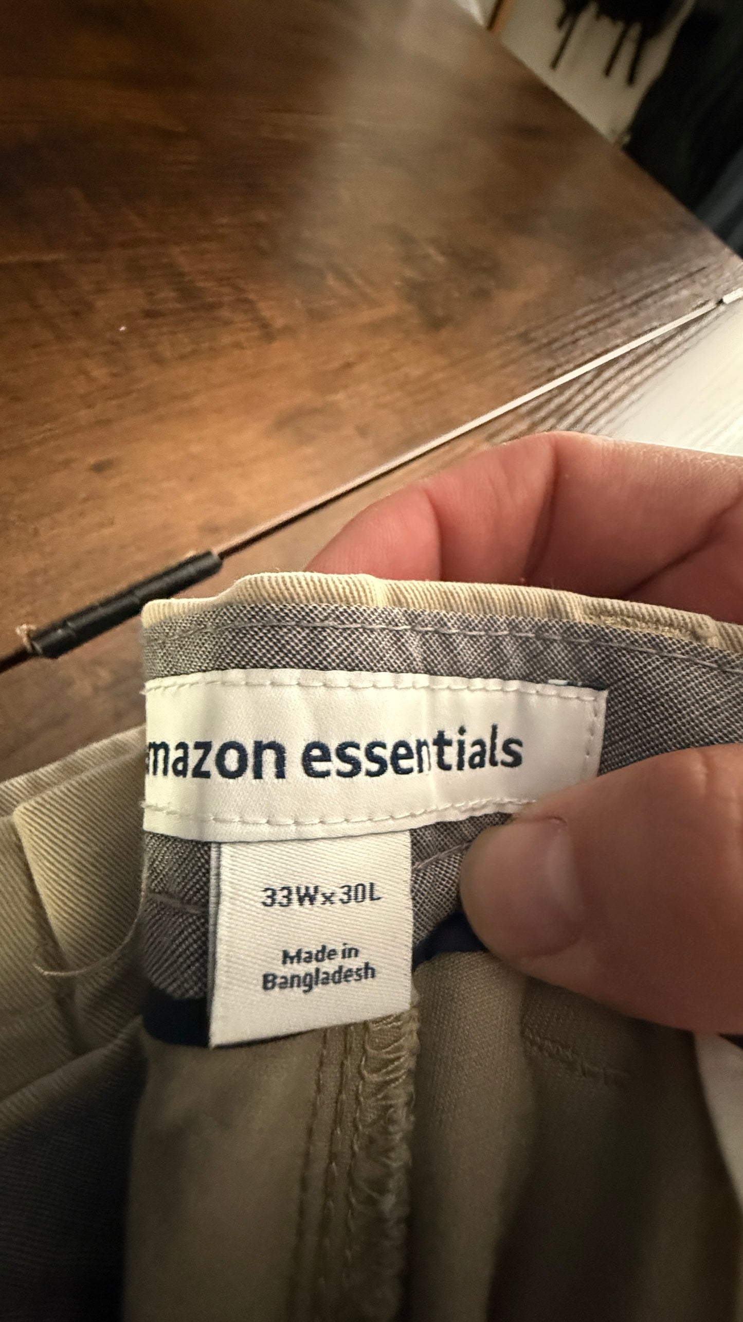 Amazon Essentials Men’s Slim Fit Chino Pants Khaki Beige 33x30 Tailored