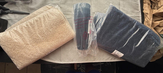 Kohl's Big Bundle: Set of 4 Cups, Bath Rugs - Navy & Almond