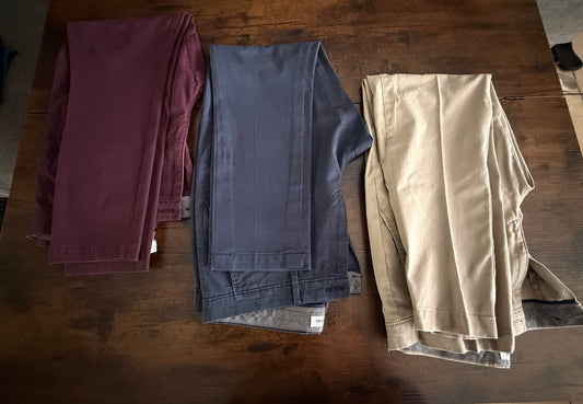 Men’s Slim Fit Chino Pants Bundle 33x30 34x30 Amazon Essentials Tailored Lot of 3