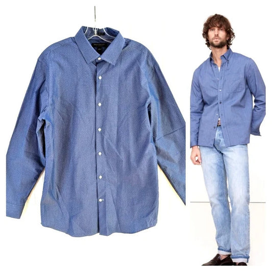 Banana Republic GeoBlue Button-Up Mens Shirt sz Large