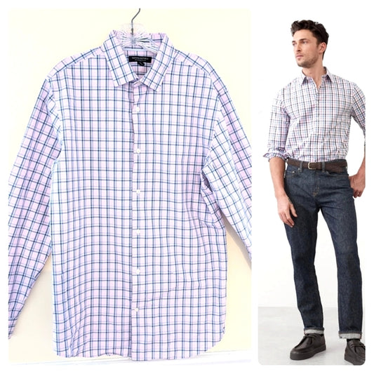 Banana Republic Grant Fit Pink Plaid sz Large Mens shirt