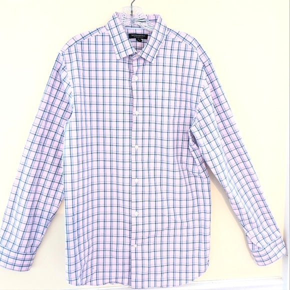 Banana Republic Grant Fit Pink Plaid sz Large Mens shirt