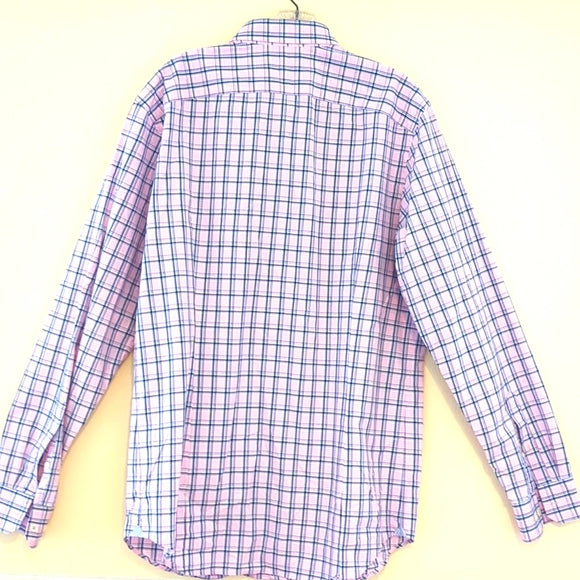 Banana Republic Grant Fit Pink Plaid sz Large Mens shirt