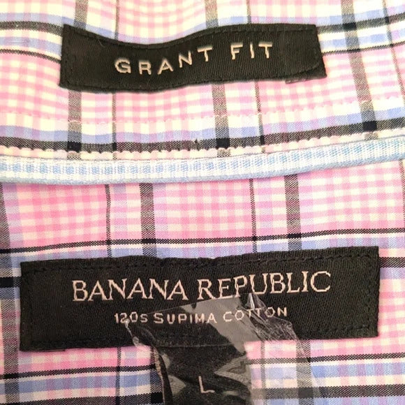 Banana Republic Grant Fit Pink Plaid sz Large Mens shirt