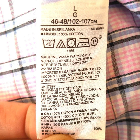 Banana Republic Grant Fit Pink Plaid sz Large Mens shirt