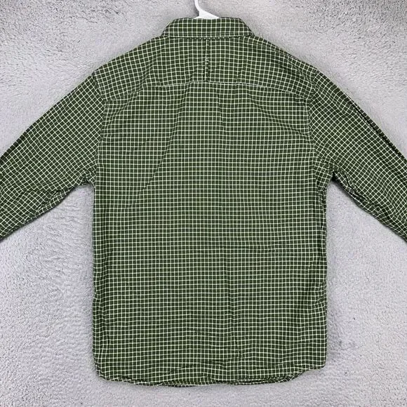 Banana Republic Luxe Flannel Shirt Mens Large Green Check Slim Fit Button Down