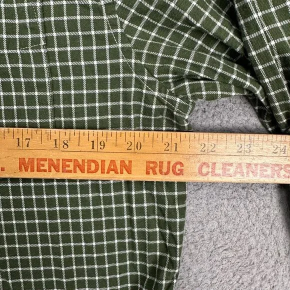 Banana Republic Luxe Flannel Shirt Mens Large Green Check Slim Fit Button Down