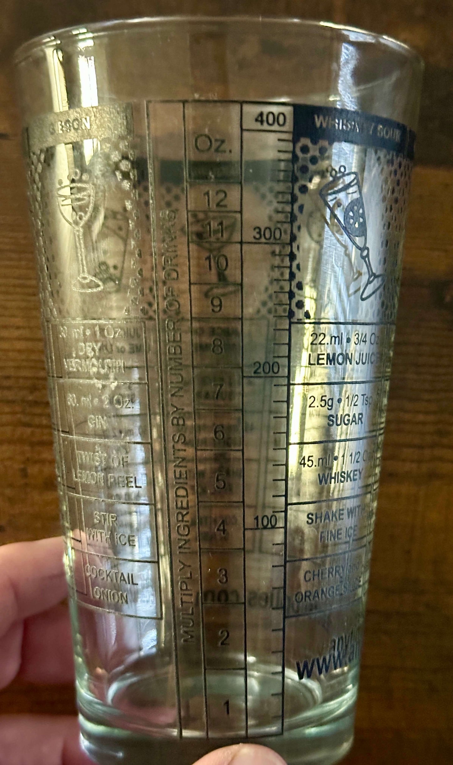 BarConic Classic Recipes Measured Mixing Glass 12oz Shaker Bar Collectible