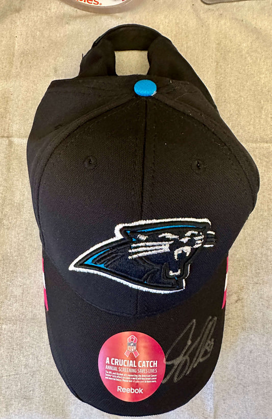 Carolina Panthers NFL breast cancer awareness hat velcro os Greg Olsen signed