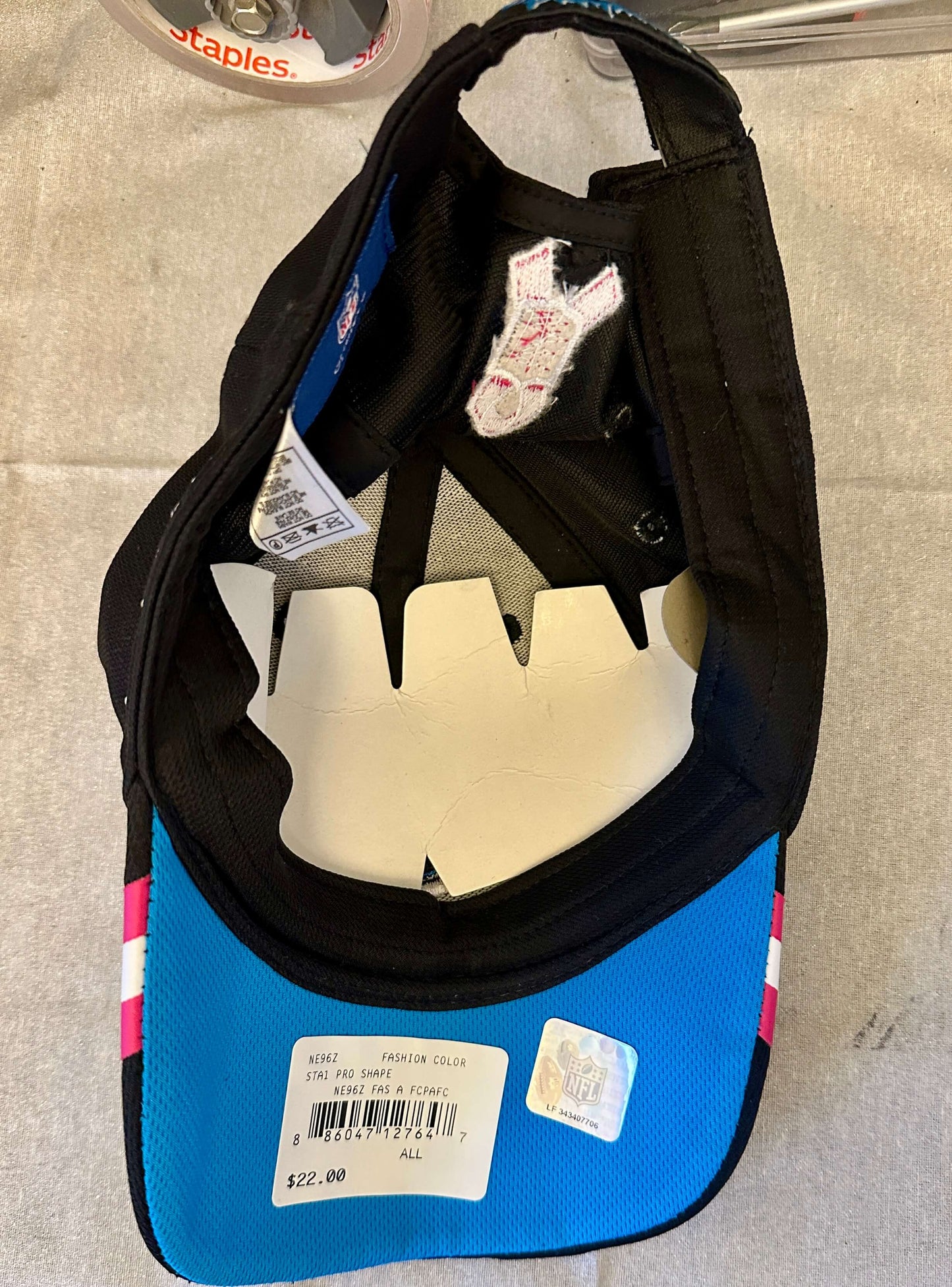 Carolina Panthers NFL breast cancer awareness hat velcro os Greg Olsen signed