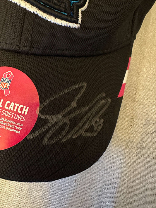 Carolina Panthers NFL breast cancer awareness hat velcro os Greg Olsen signed