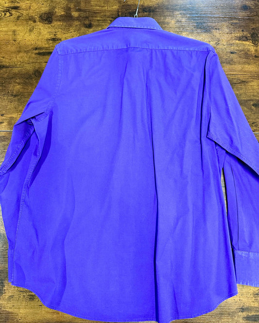Express Classic Solid Stretch Cotton 1MX Dress Shirt (Purple) Large 16-16.5