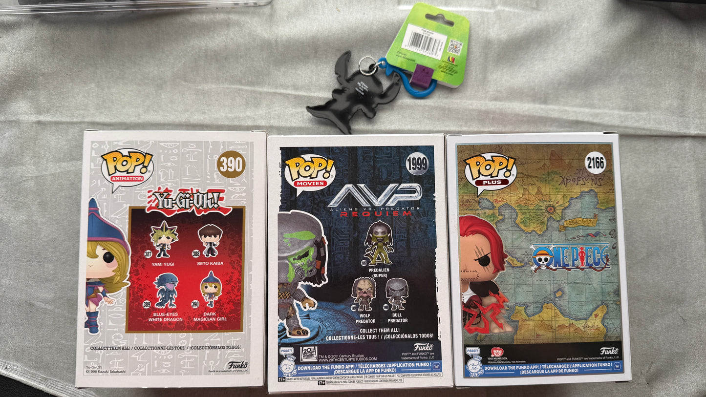 Funko Pop Anime Bundle Dark Magician Girl Predator GITD Shanks FREE Stitch