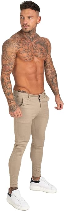 Chinos Tapered Plaid Pants GINGTTO Mens Slim Fit Stretch Dress Pants 34