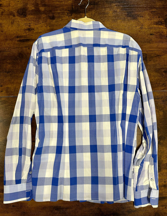 Gap X-Large Slim Fit Long Sleeve Button Down Dress Shirt Non-Iron blue white