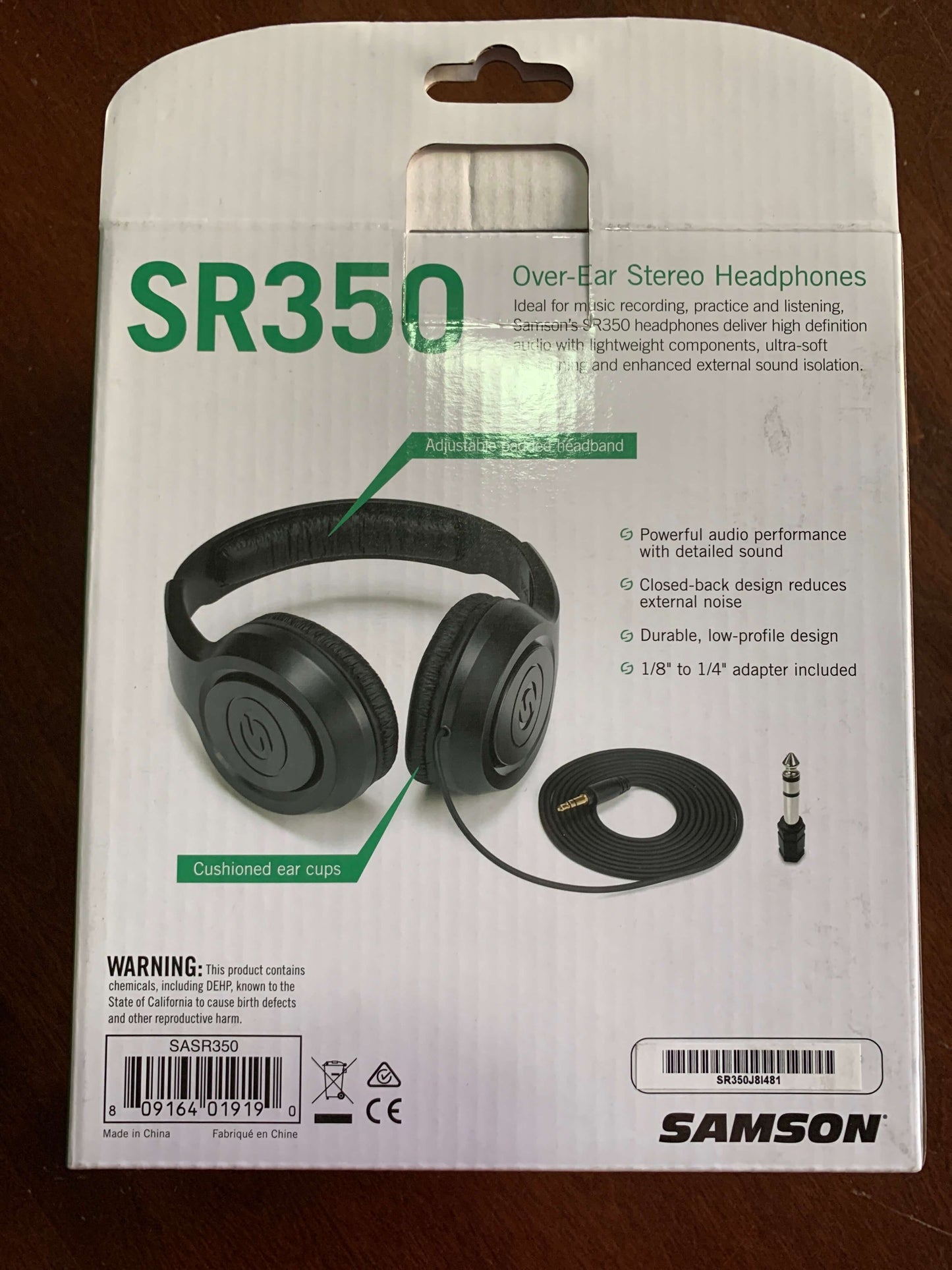 Headphones Black Over-Ear Samson SR3500 Audio Sound Comfortable Studio Quality