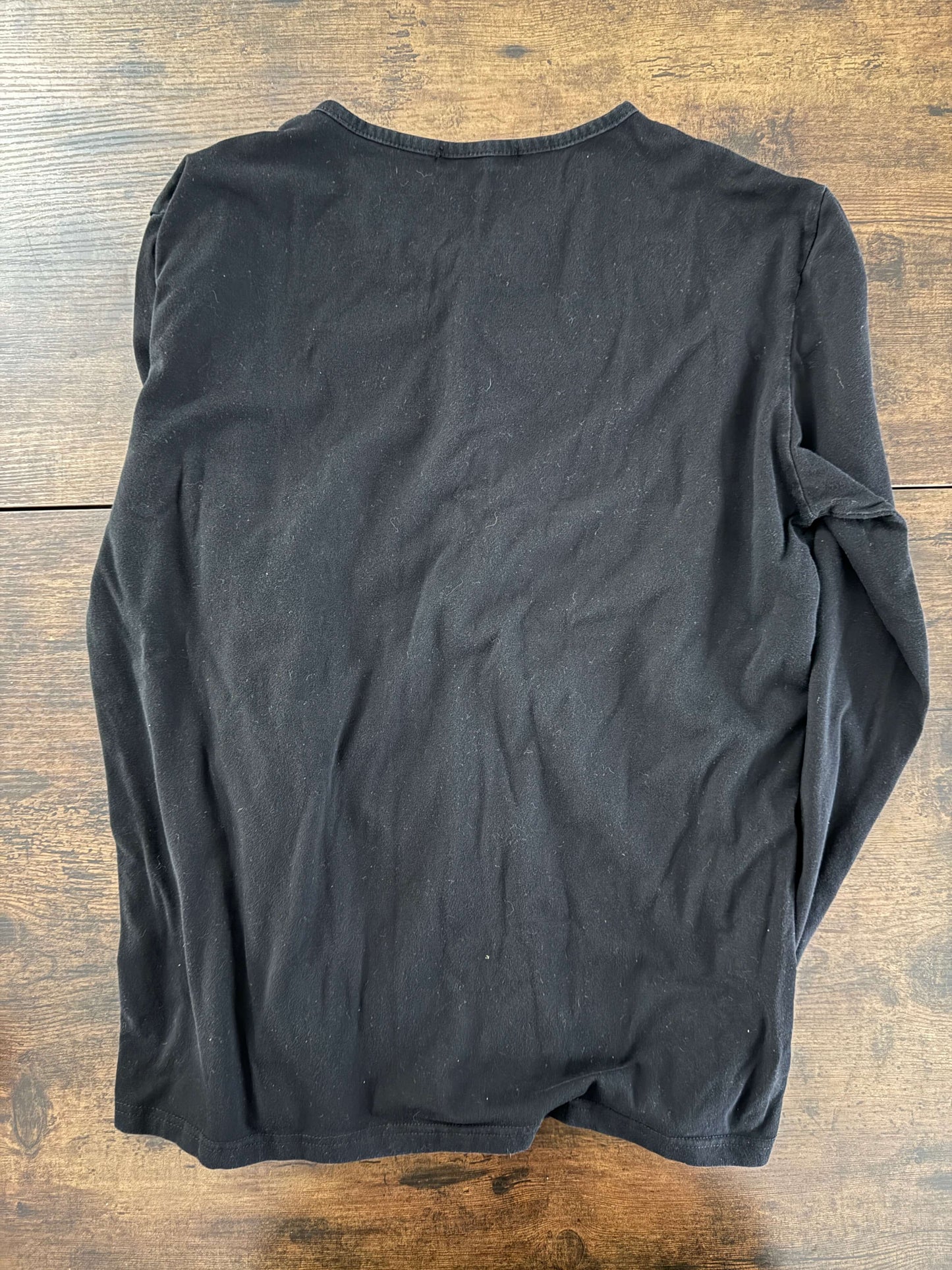 MLANM Mens Casual Slim Fit Basic Henley Long Sleeve Fashion Cotton Black Large