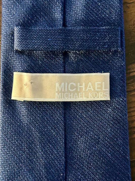 Michael Kors Sorento Men's Solid Textured Tie Navy Blue 75 Silk 25 Viscose