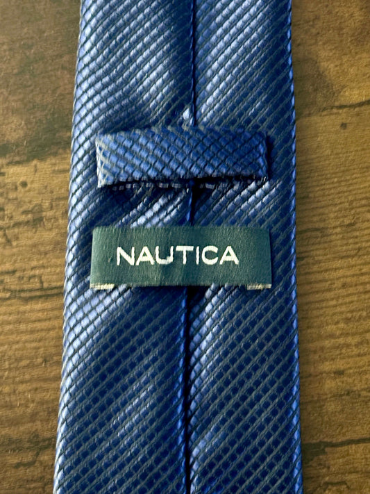Nautica Men's Solid Textured 100 Polyester Tie Navy Blue
