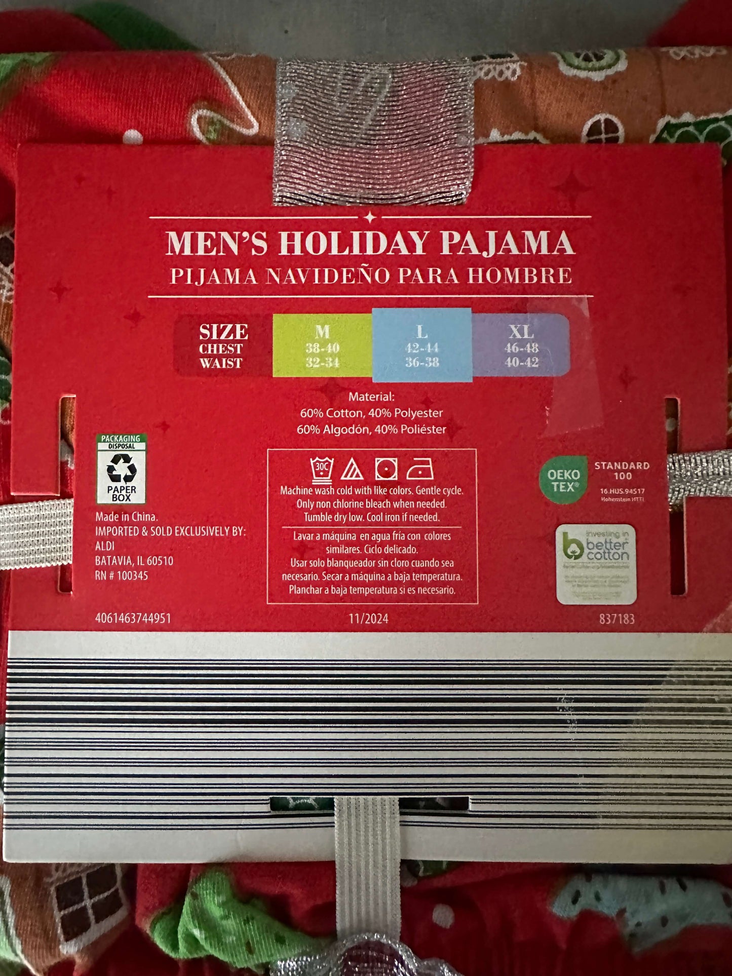 Merry Moments Men's Holiday Pajama 2 piece set Oh Snap! Men's Large