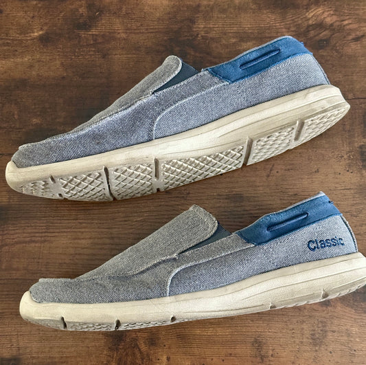 Slip On Canvas Loafers Mens Casual Boat Walking Shoes JABASIC (10, Blue)