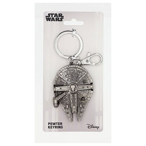 Disney Star Wars Millennium Falcon Pewter Key Ring Keychain Han Solo