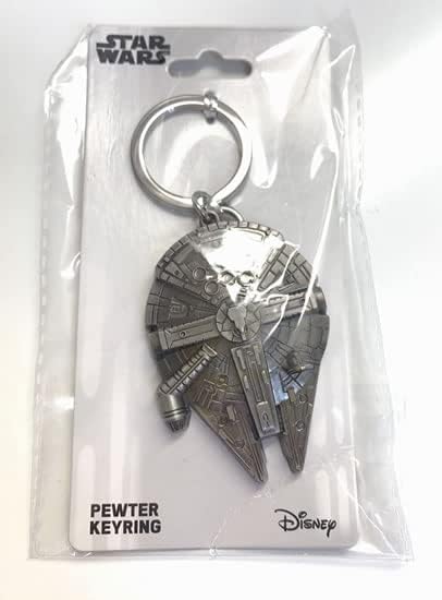 Star Wars Millennium Falcon Pewter Key Ring Keychain Han Solo Disney
