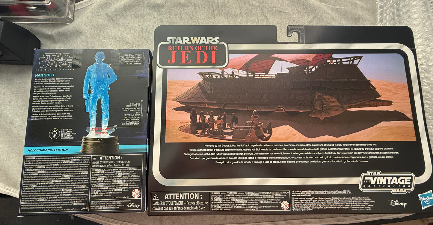 Star Wars TVC Jabba Court Denizens 4-Pack + Black Series Han Solo Holocomm NIB