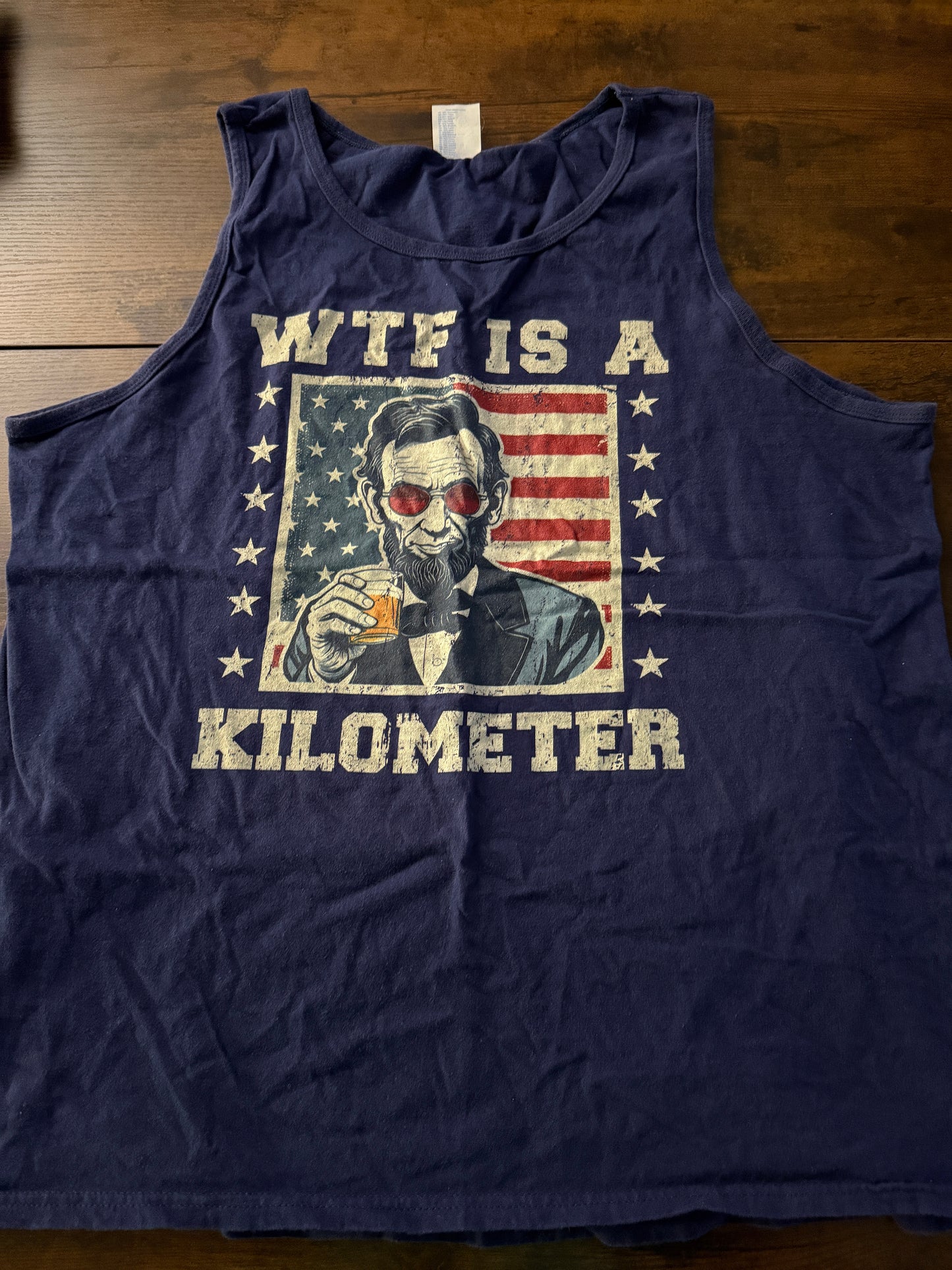 WTF Is A Kilometer Abe Lincoln July 4th Funny Patriotic Tank Top