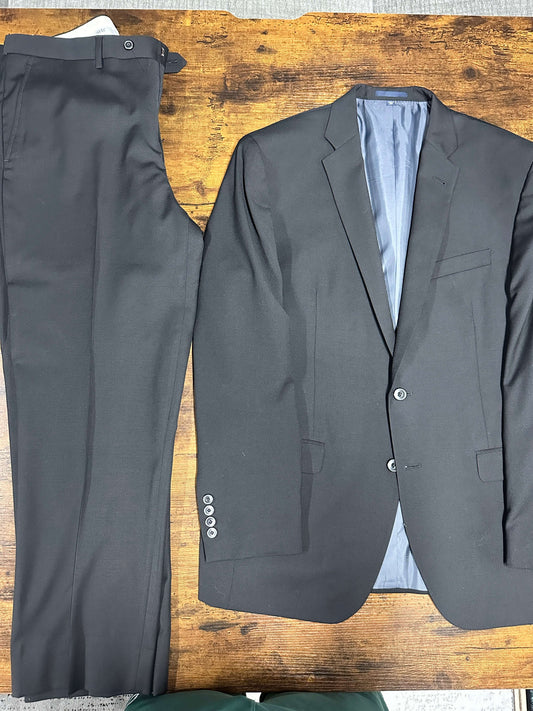 Black Slim Fit Suit solid Jos A Bank pants blazer 42R 35Wx30L two button