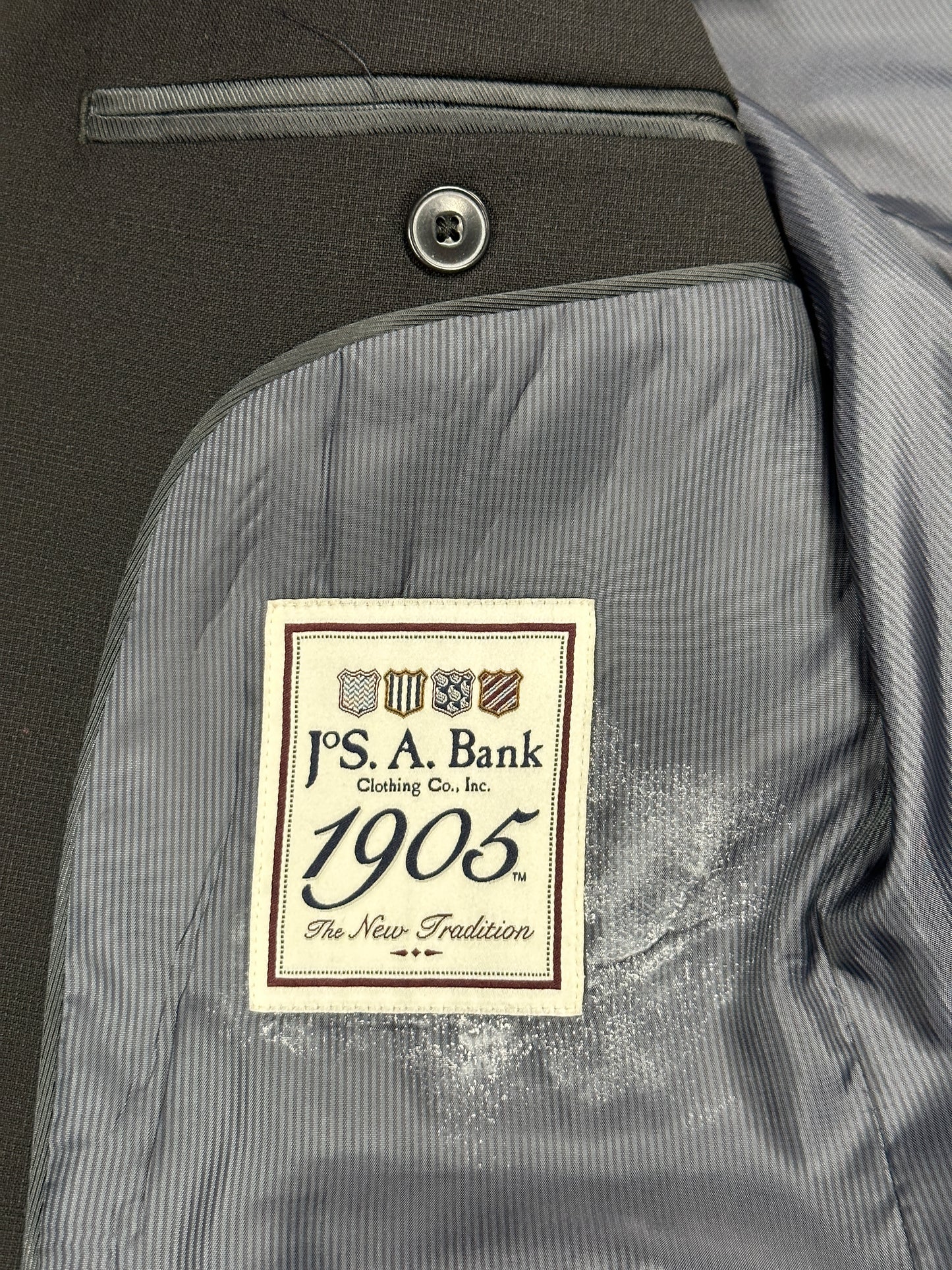 Black Slim Fit Suit solid Jos A Bank pants blazer 42R 35Wx30L two button