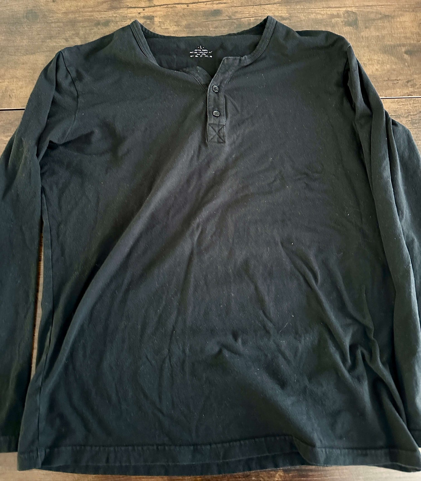 palglg Mens Cotton Muscle Slim Fitted Sport Henley T-Shirt with Button Large Blk