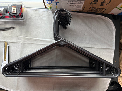 12 Black Plastic Clothes Hangers