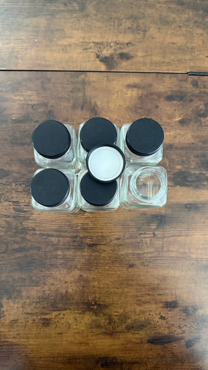 8.5 oz Glass Spice Jars with Black Lids Bundle Lot 6 Empty Storage Containers
