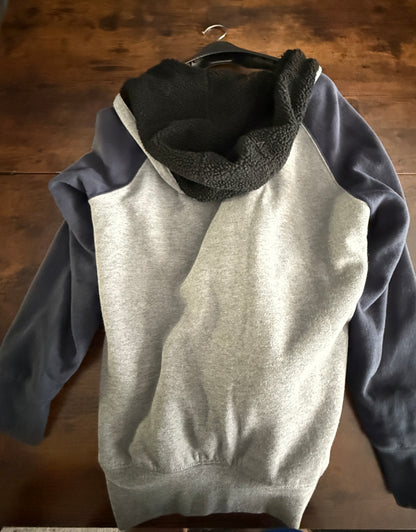 Fox Racing Sherpa Lined Full Zip Hoodie Gray Black Men’s Large Fleece Jacket