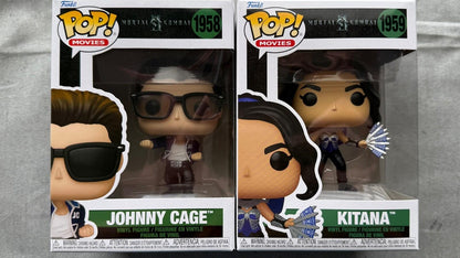 JOHNNY CAGE 1958 & KITANA 1959 Funko Pop Movies MORTAL KOMBAT 2 w/Cases IN HAND