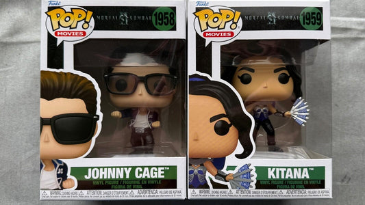 JOHNNY CAGE 1958 & KITANA 1959 Funko Pop Movies MORTAL KOMBAT 2 w/Cases IN HAND