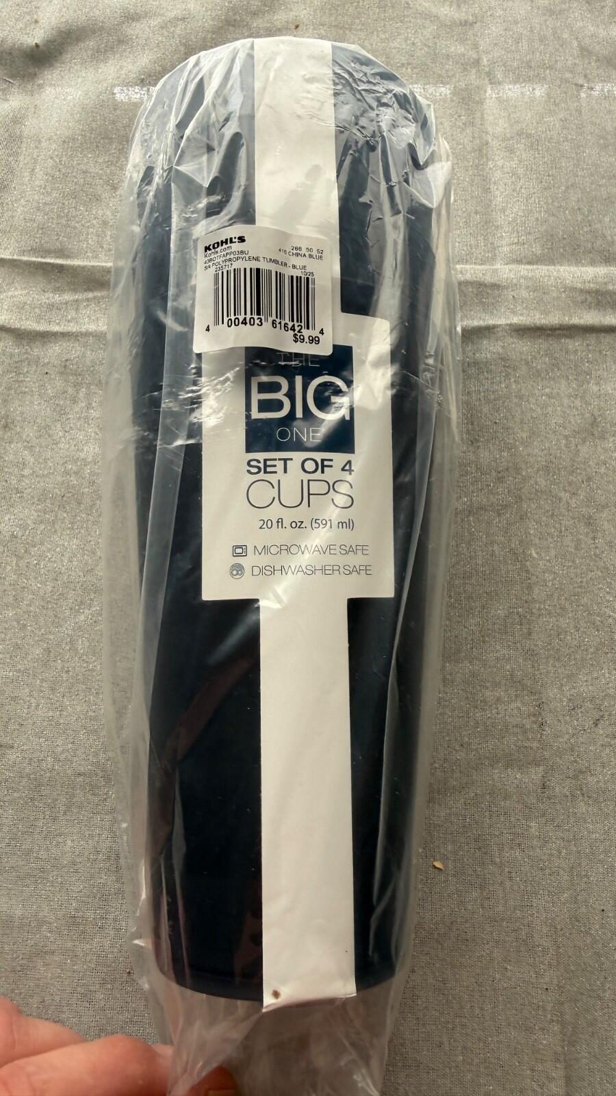 Kohl's Big Bundle: Set of 4 Cups, Bath Rugs - Navy & Almond