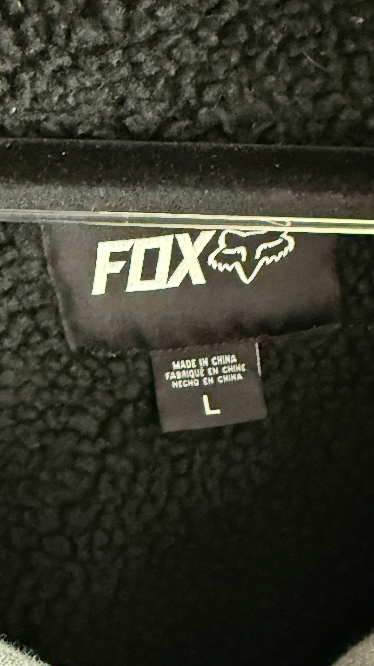 Fox Racing Sherpa Lined Full Zip Hoodie Gray Black Men’s Large Fleece Jacket