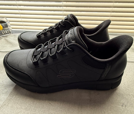 Skechers Slip-ins Work Shoes Men’s Size 10 EE Wide Fit Black Non-Slip Memory Foam