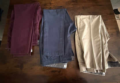 Men’s Slim Fit Chino Pants Bundle 33x30 34x30 Amazon Essentials Tailored Lot of 3