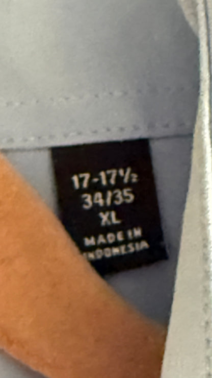 Van Heusen Traveler Dress Shirt Men’s XL Sky Blue Slim Fit Stretch 17 34/35