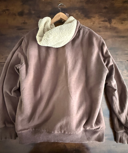 Old Navy Sherpa Lined Full Zip Hoodie Brown Men’s Large Fleece Sweatshirt Jacket
