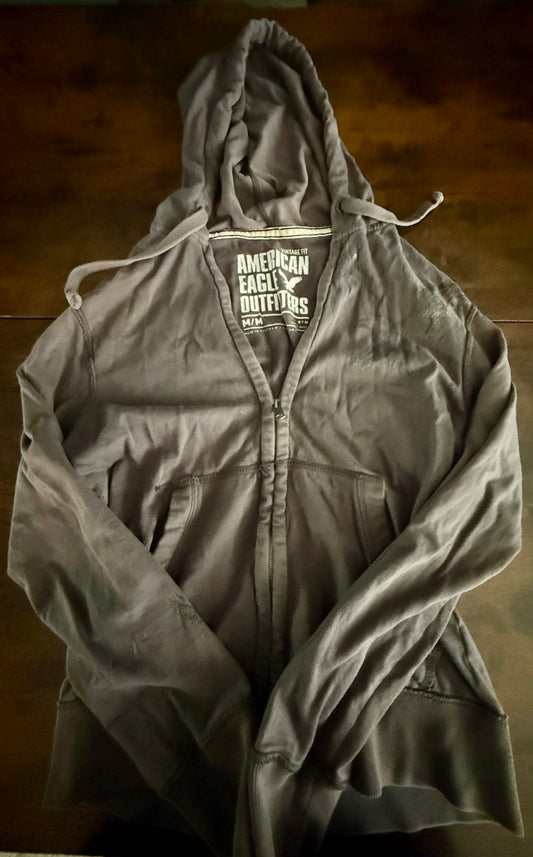 American Eagle Outfitters Vintage Fit Zip-Up Hoodie Gray Men's Medium Full Zip Sweatshirt