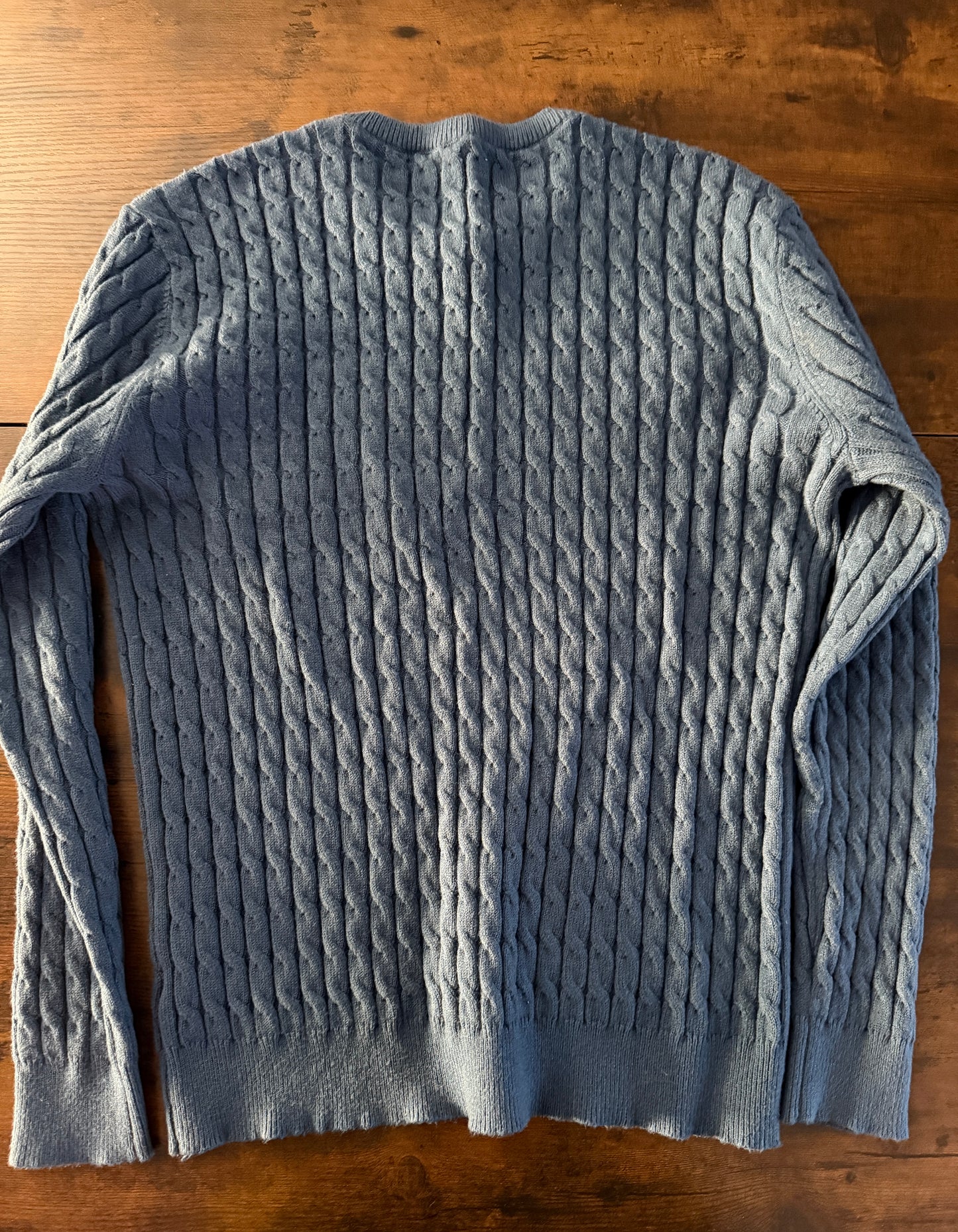 Askdeer Men's Pullover Sweater Crewneck Cable Knit Long Sleeve Sweater Blue