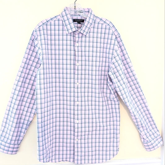Banana Republic Grant Fit Pink Plaid sz Large Mens shirt
