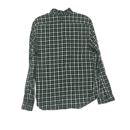 Banana Republic Luxe Flannel Shirt Check Grant Fit Size Large Green White