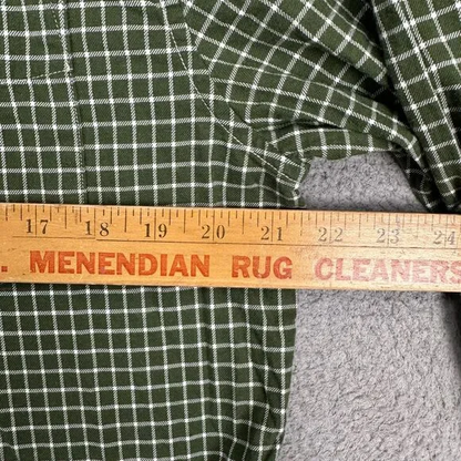 Banana Republic Luxe Flannel Shirt‎ Mens Large Green Check Slim Fit Button Down