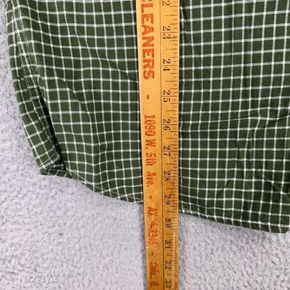 Banana Republic Luxe Flannel Shirt‎ Mens Large Green Check Slim Fit Button Down