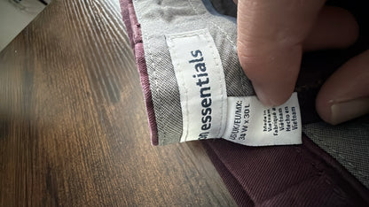 Amazon Essentials Men’s Slim Fit Chino Pants Burgundy Wine Red 34x30 Tailored